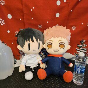 Plush Toy Set with Black and Blue Outfits